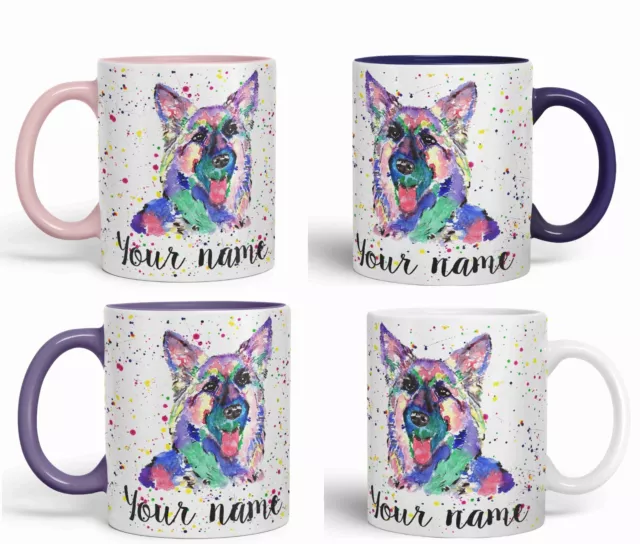 Personalised Name German Shepherd Dog Pet Animals Ceramic art Coloured Mug Cup