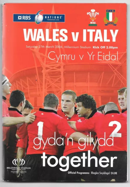 WALES v ITALY SIX NATIONS RUGBY PROGRAMME CARDIFF 2004
