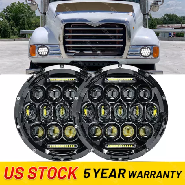 7inch Round LED Headlights Hi/Lo Beam Light Pair For Freightliner Century Class