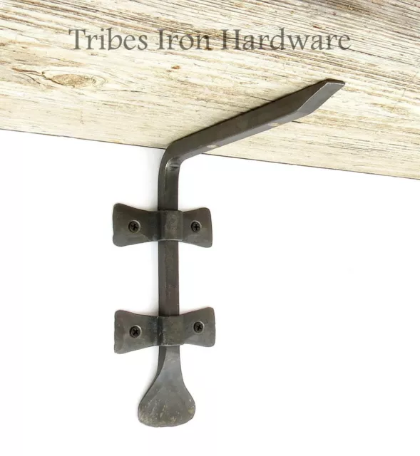 2 Wrought Iron Shelf Brackets Handmade Rustic Wall Wood Glass Hanger Book Holder