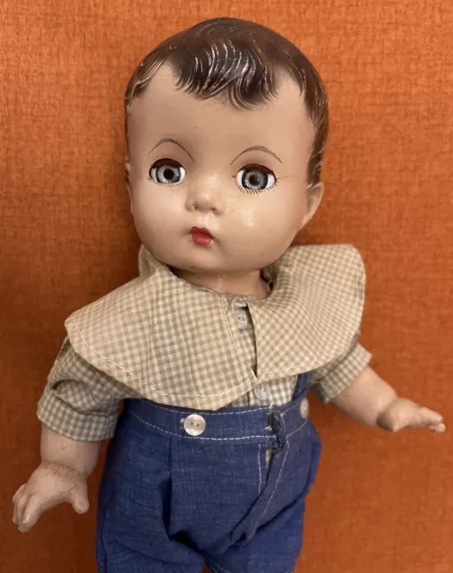 Adorable Vintage 1940s Effanbee 13" Candy Kid Composition Boy Doll Molded Hair