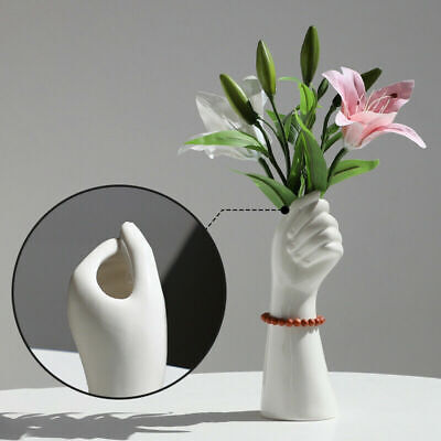 Nordic Ceramic Vase Holder Hand Shape Flower Arrangement Pot Creative Art Decor