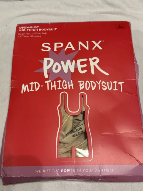 Spanx L102605 Womens Black Power Series Open Bust Midthigh Bodysuit Size 3X