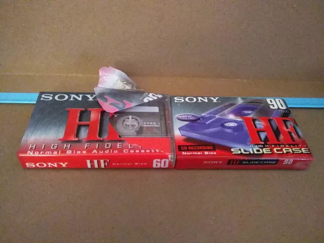 Lot of 2 Sony HF 60 & 90 Minutes Normal Bias Blank Audio Cassette Tapes