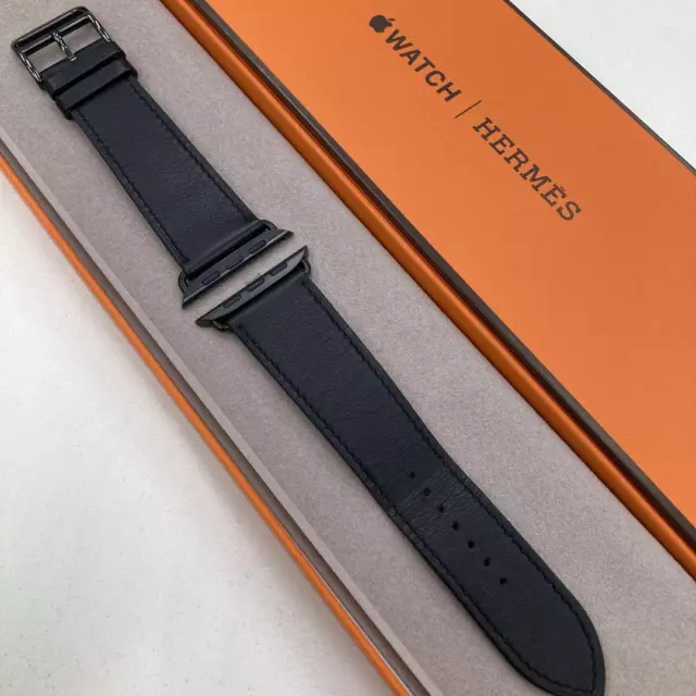 Apple Watch Hermes Leather Band 42 44 45mm Simple Tour Black Used Japan Fedex