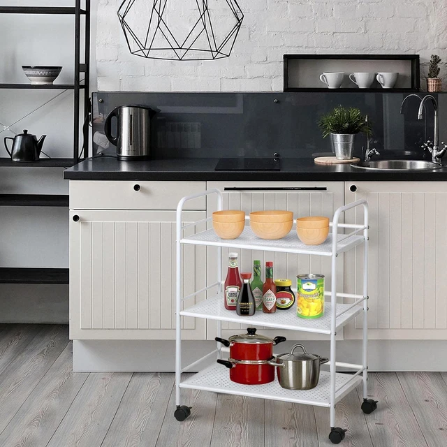 3 TIER METAL Rolling Utility Cart With Wheels Heavy Duty Trolley - View #9