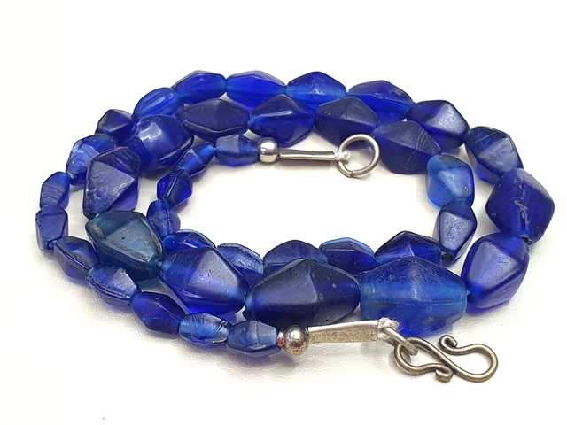 Old Beads Ancient Blue Cobalt Glass Beads Jewelry Necklace