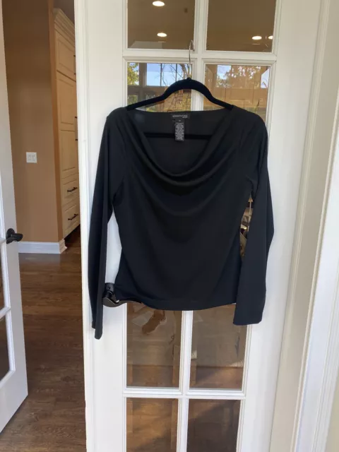 Kenneth Cole New York Womens Top! Black long sleeve Scoop Neck! Medium !