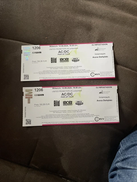 AC/DC TICKETS MÜNCHEN, 12.06.2024, Stehplatz Innenraum PWR UP ACDC EUR ...