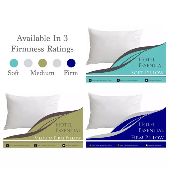 Luxury Pillows Hotel Essential Quality Soft Medium Firm Premier Pair of Pillows