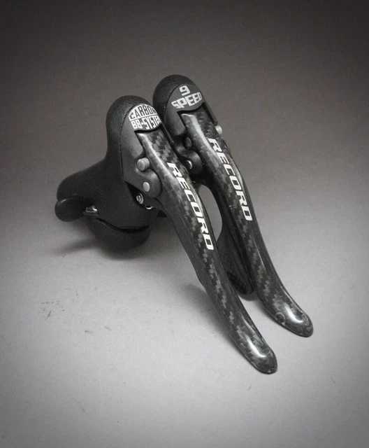 Leve Cambio-freno Campagnolo Record Carbon Ergopower 2x8 Velocit&agrave; Per Bici Da Corsa, Usate