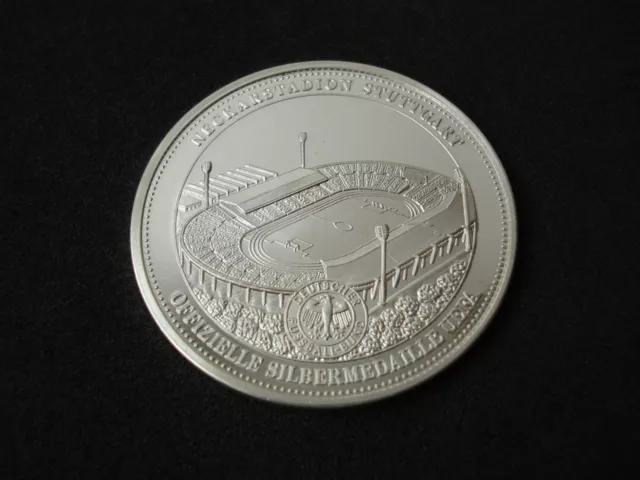 Germany, Stuttgart Stadium, UEFA, 1987, proof silver medal, 20 g, football