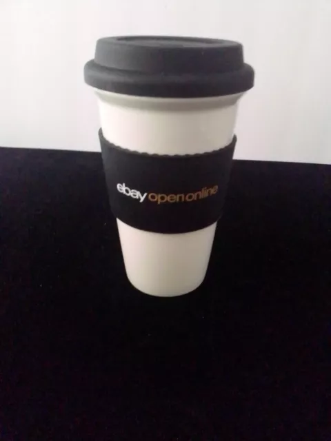 eBay Swag Ceramic Travel Mug with Rubber Top Tea Coffee Cup New in Box