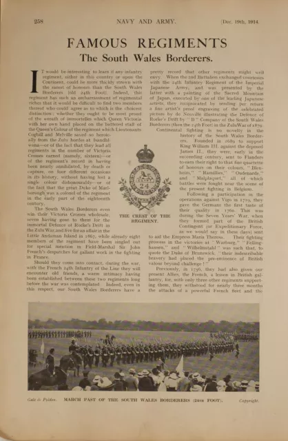 1914 WW1 ARTICLE & PICS SOUTH WALES BORDERERS 24th FOOT MARCH 1st BATTALION