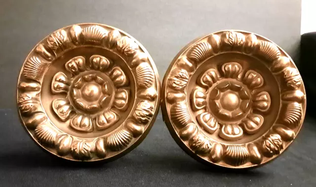 Antique Set Of 4 Brass Hollow Curtain Tie Backs Victorian Era 4 1/4" 3
