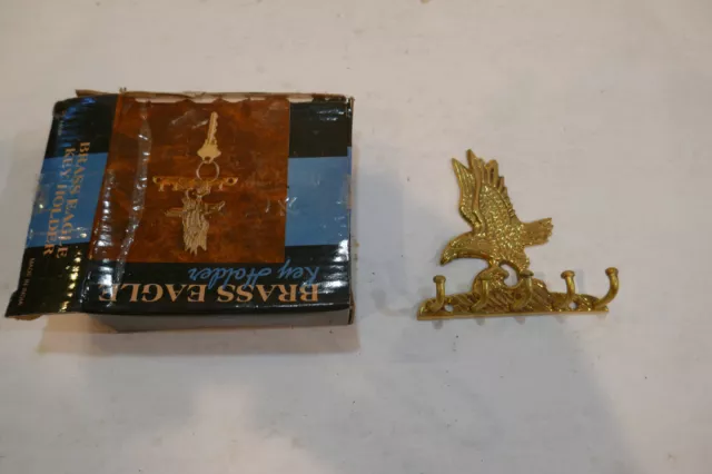 Vintage Solid Brass Eagle Shaped  5 Hook Wall Mount Automobile Car Key holder
