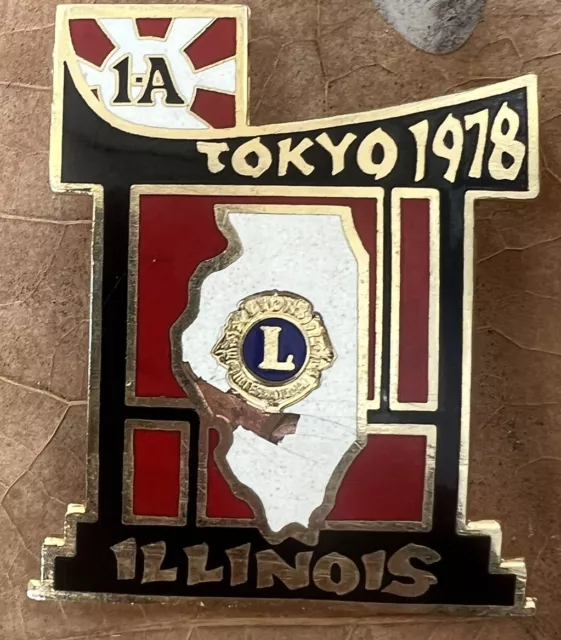 Vintage 1978 Lions Club Tokyo - ILLINOIS Brooch Pin