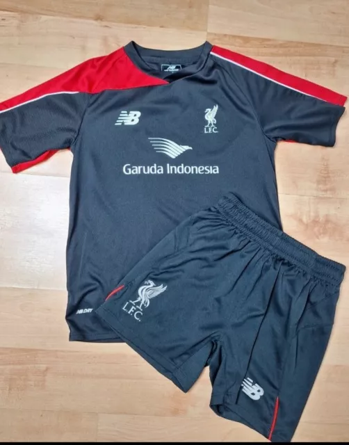 NEW BALANCE LIVERPOOL FC away Kit Shirt Shorts Black Short Sleeve