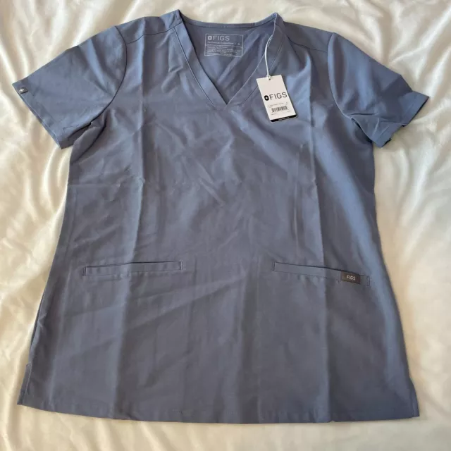 Figs Casma 3 Pocket Women’s Scrub Top Size Small Technical Collection**Blue