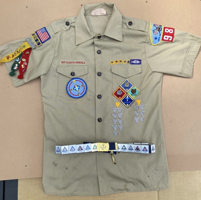 Boy Scouts Of AmericaWebelo Scout Shirt Youth LG with Belt,Loops,Awards and Pins