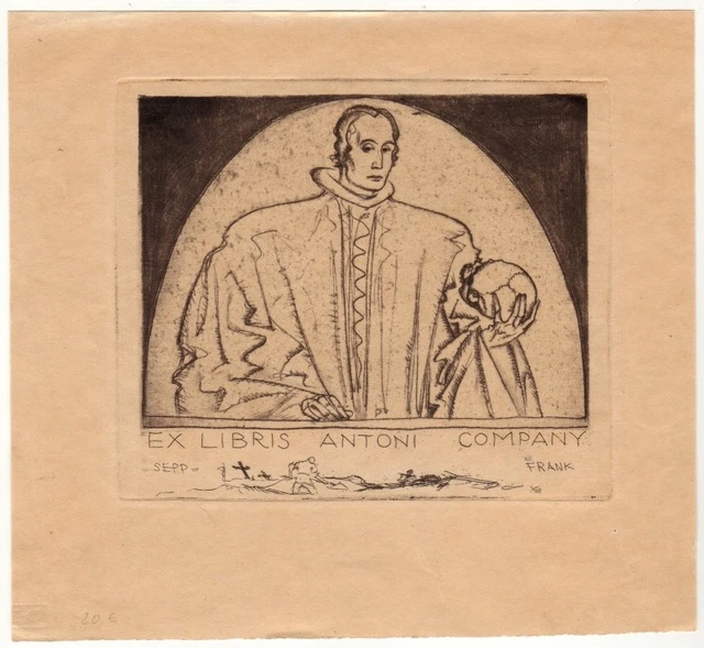 Ex-libris Gravure Ancienne - Hôpital Comtesse De Lille - Blason Flandre - 18e Siècle - Environ 9x6.5cm