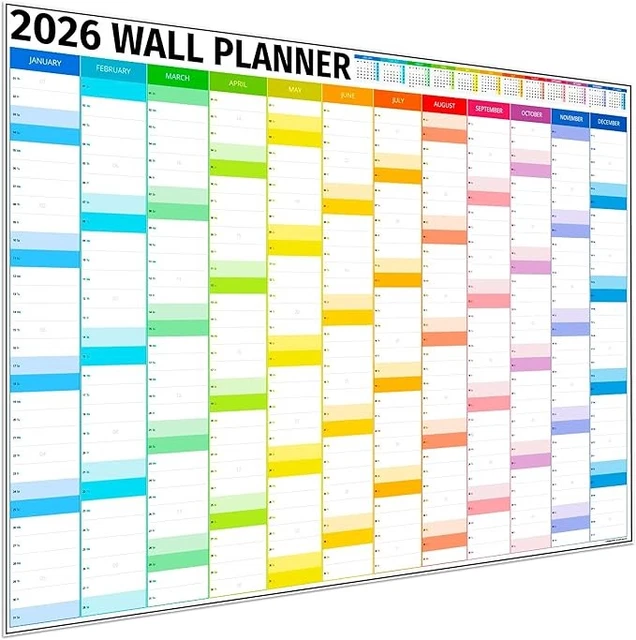 WALL PLANNER 2026 UK - A1 Extra Large 84 x 60cm Colour Full Year Family
