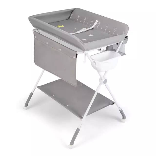 Mobile Baby Changing Table w/3 Adjustable Heights Safety Belt Storage for Infant