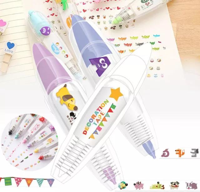 Ally-Pocket Tape Pen- DIY Cute Animals Press Type Decorative Pen Correction Tape