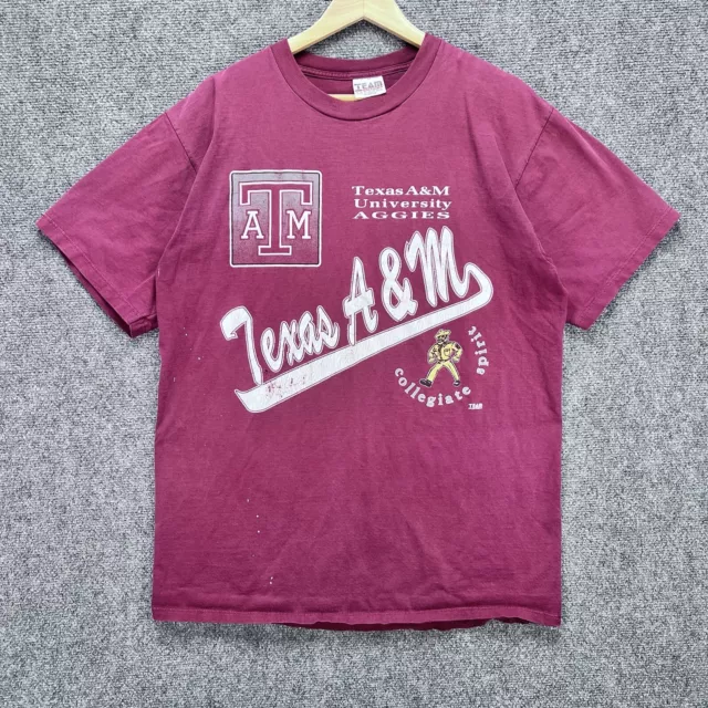 Vintage Texas Aggies Shirt Mens XL Red 90s Spellout College University ATM USA