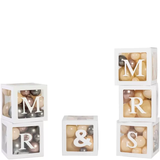 Deko-Boxen  "Mr. & Mrs." 30 cm groß Hochzeit weiss  Boxen 6-teiliges Set NEU!