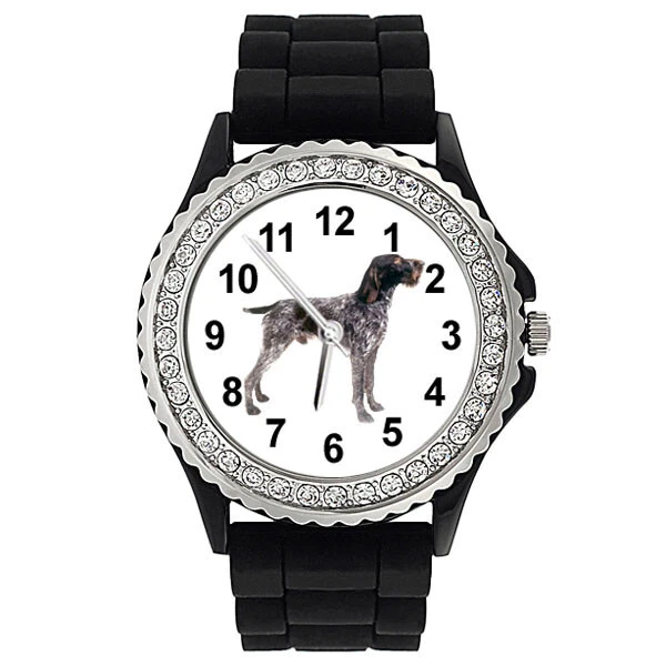 Orologio da polso Tedesco Puntatore Filo Cane Zirconia Donna Cinturino in Silicone Quarzo SG337P