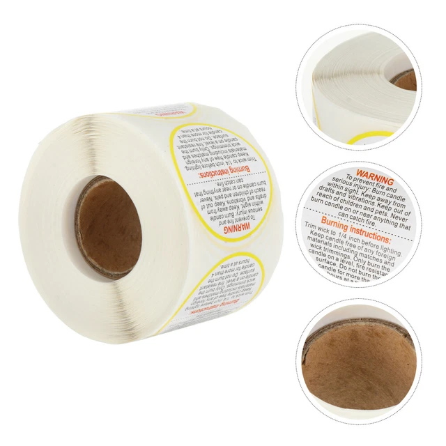 1 rollo etiquetas de seguridad frasco de velas pegatina autoadhesiva vela calcomanía