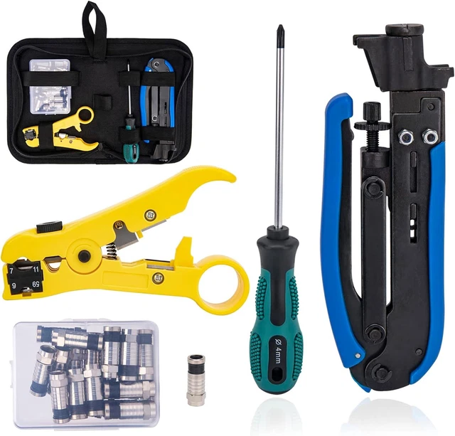 Coax Cable Crimper Kit Tool Adjustable Coaxial Cable Compression Connectors