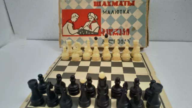 Ussr Chess Road Travel Vintage Soviet Pocket Plastic Box Game Set Russian Rare