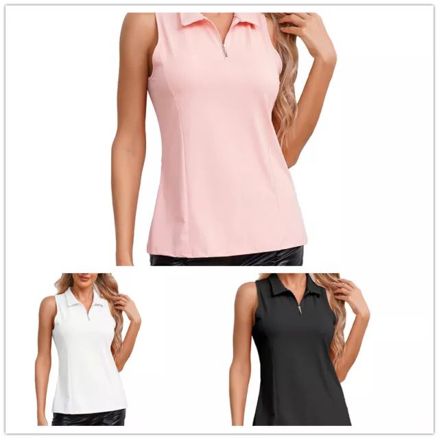 Womens Sleeveless Tennis Golf T-shirts Casual Shirt Running Sports Gym Top 3