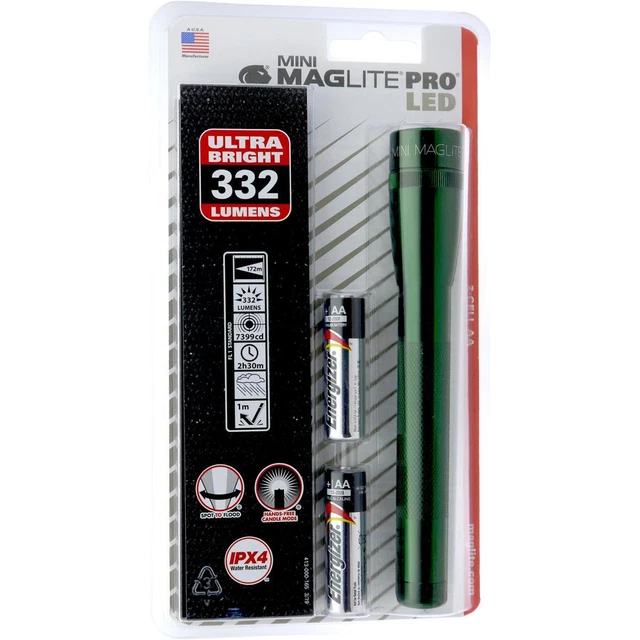 MagLite Mini MagLite PRO 2-Cell AA LED Flashlight, Holster, Clamshell,Dark Green