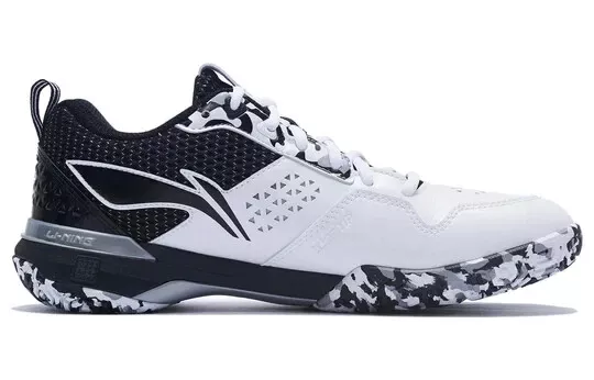 Li-Ning Badminton Shoe Blade (DF-01 Pro) White Black Camo AYAT005-3 (8/9/9.5/10) 2