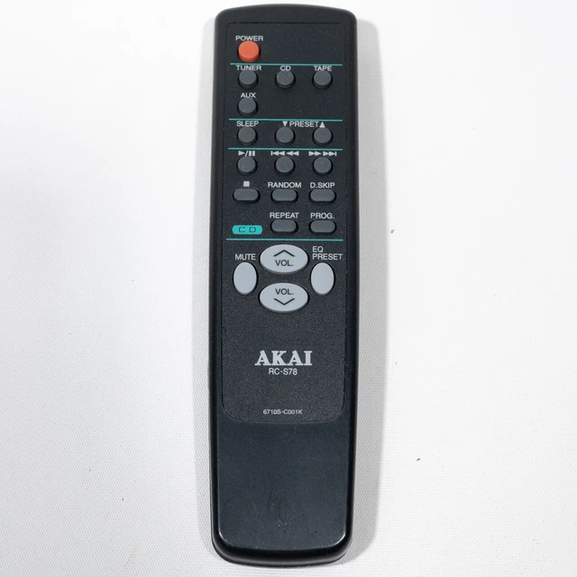 AKAI RC-S78 CD Player TAPE Tuner Remote Control - Genuine OEM - Tested ...