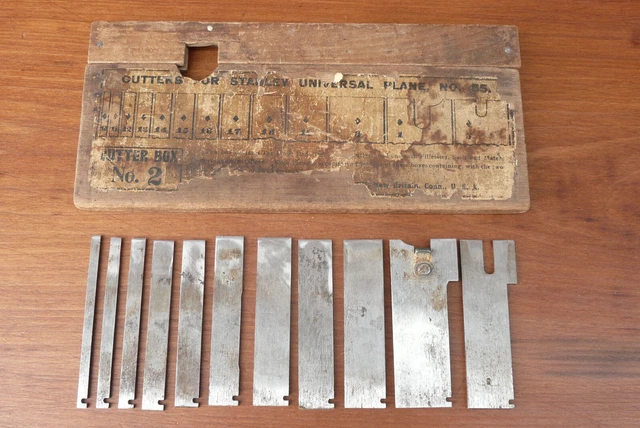 VTG Stanley 55 Universal Plane Cutter Box No. 2  ~  11 Cutters With Wood Case
