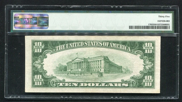 Fr.1703 1934-B $10 Ten Dollars Silver Certificate Pmg Choice Very Fine-35 Scarce 2