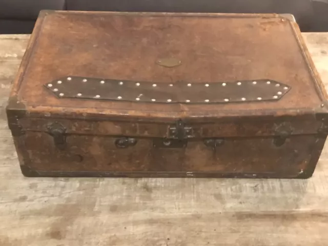 Valise ancienne cuir malle voiture car trunk luggage vintage