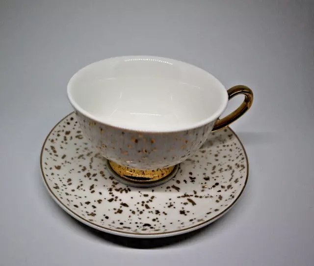 Bombay Duck Doolittle Splattered Teacup & Saucer Perfect Gift, Boxed