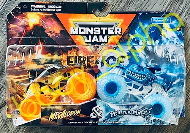 MONSTER JAM FIRE & Ice 2024 MEGALODON MONSTER MUTT échelle 1/64 Walmart