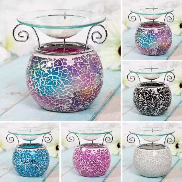 Mosaic Glass Wax Melt Burner Essential Oil Warmer Tealight Candle Holder Lamp