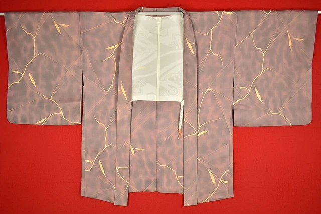 Vintage Japanese Kimono Silk Antique BORO HAORI Kusakizome Dyed/A913/500