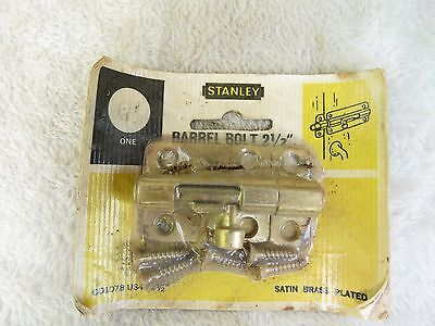 Vintage NOS Stanley Hardware 2 1/2" Barrel Bolt Satin Brass new in package