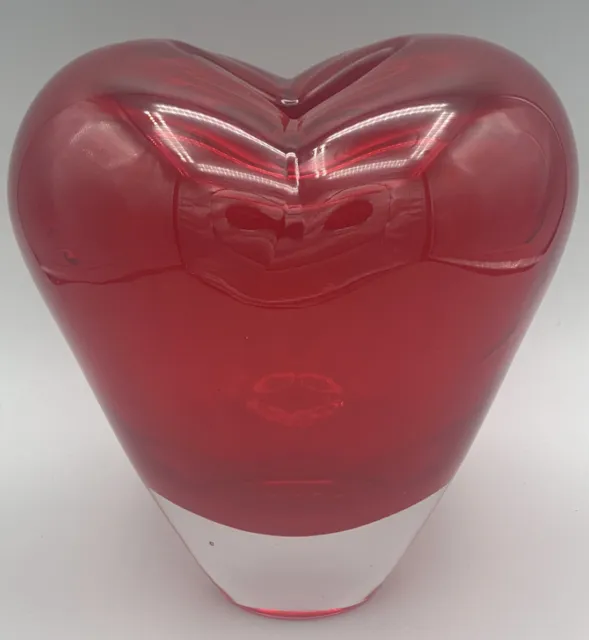 Vintage Murano Salviati Style Large Heart Glass Vase 6” Tall Christmas Valentine