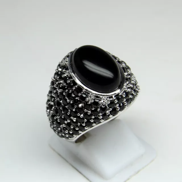 Onyx Noir Pierre Précieuse 925 Sterling solid silver ring Handmade Homme Bague