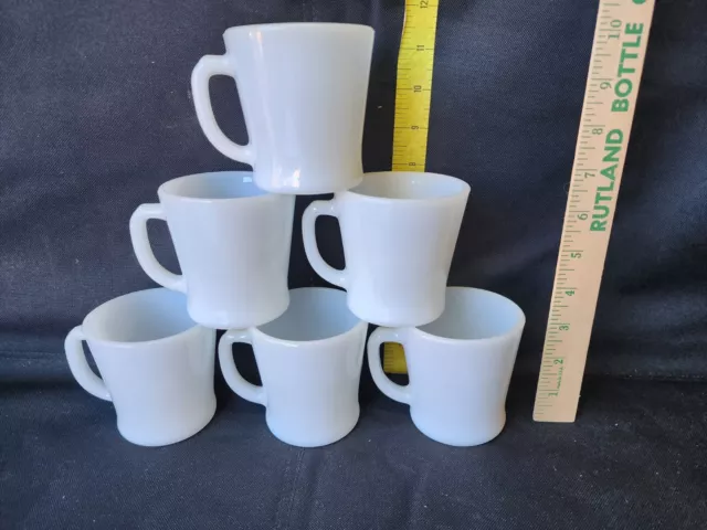 Vintage Lot Of 6 Fire-King D Handle Coffee Mug Anchor Hocking White Milk Glass