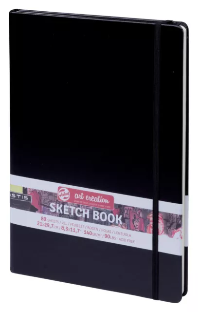 Royal Talens – Art Creation Hardback Sketchbook – 80 Sheets – 140gsm – 21 x  14.8cm – Red Cover